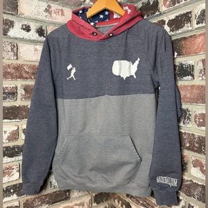 Baseballism Men's United States Seams Color Blocked Hoodie Navy/Charcoal